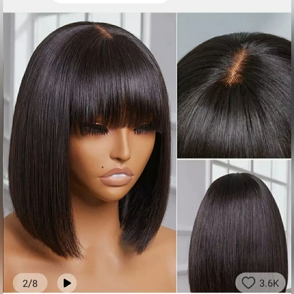 Brazilian human hair wig with bangs